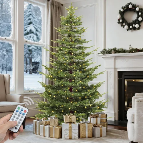 Vista 15 de GOOBED 6.5 ft Prelit Snow Flocked Christmas Tree, Layered Spruce w/Remote Christmas Tree w/ 760 Thickened Branch Tips, 350 Lights for Home, Office