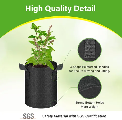 Vista 4 de HealSmart Paquete de 6 bolsas de cultivo no tejidas de 1 galón, macetas de tela de aireación con asas, adecuadas para frutas de jardín, verduras