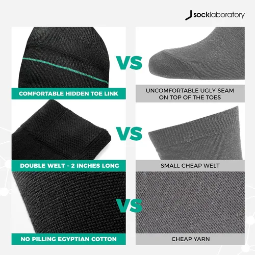 Vista 5 de Men's Dress Socks - Egyptian Cotton - Crew (Box of 3)