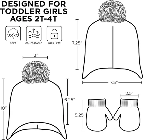 Vista 6 de Disney Juego de gorro y guantes de invierno para niñas de 2 a 4 años o Frozen 2 con gorro Elsa Anna y guantes para niños de 4 a 7 años