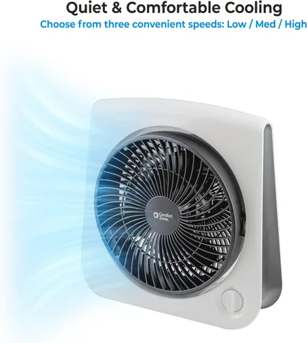 Vista 9 de Comfort Zone Ventilador de mesa Turbo con cabezal ajustable de 180 grados, 10 pulgadas, 3 velocidades, inclinación ajustable, ideal para el hogar