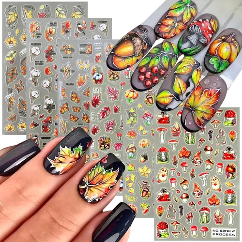 Vista 13 de Calcomanías de arte de uñas doradas, diseño de sol, luna, estrellas, línea de corazón, flores, calcomanías autoadhesivas para uñas, calcomanías