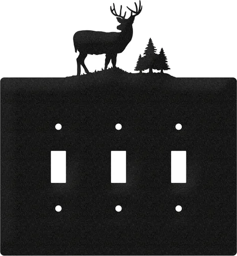 Vista 5 de SWEN Products Deer Wildlife - Cubierta para placa de pared (interruptor doble, negro)
