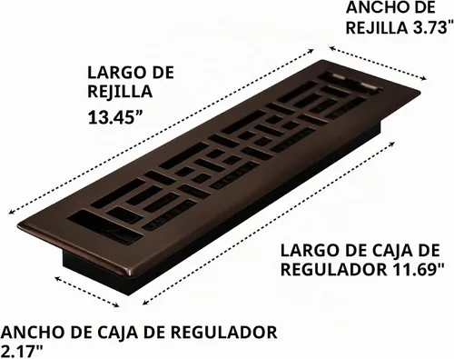 Vista 6 de Decor Grates Registro de suelo oriental AJH212-RB, 2 x 12 pulgadas, acabado de bronce frotado bronce (Rubbed Bronze Finish)