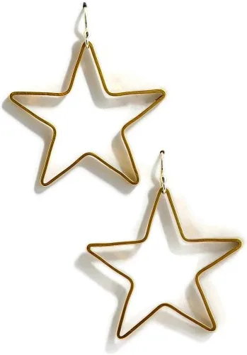 Vista 6 de Large star gold brass hoop earrings cowgirl western southwestern dangle earrings for men women