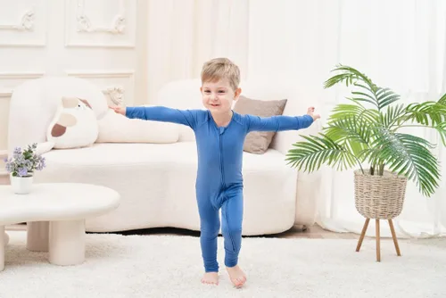 Vista 6 de Pijama de viscosa de bambú sin pies para niños y niñas, pijamas con cremallera para dormir y jugar, mameluco - 0-24 meses