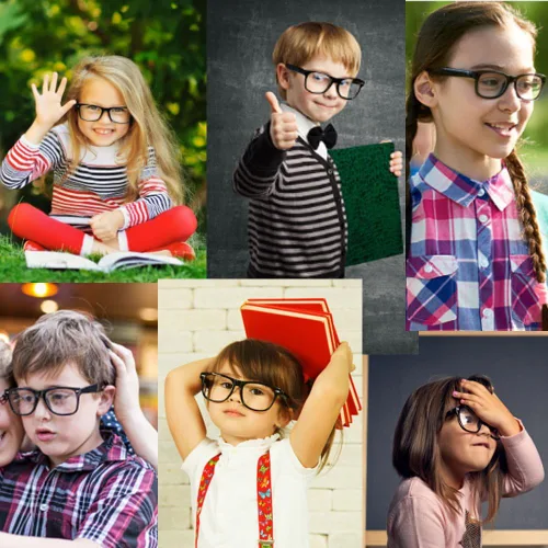 Vista 4 de grinderPUNCH Gafas de nerd para niños, disfraz de geek de lente transparente, marco negro para niños (edad 3-10)