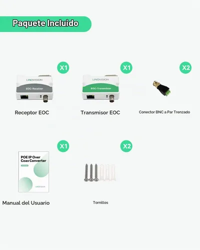 Vista 9 de 【Actualizado】LINOVISION POE sobre coaxial EOC convertidor IP sobre coaxial máximo 3000 pies de potencia y transmisión de datos sobre cable coaxial