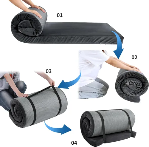 Vista 6 de HOMBYS Colchón de Camping de Espuma Viscoelástica Impermeable de 3 Pulgadas de Grosor para Dormir al Aire Libre, Almohadilla de Colchón Portátil