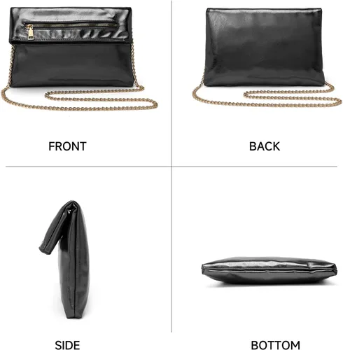 Vista 3 de Bolso de mano para mujer, bolso de noche con correa de cadena, sobre de moda, bolso cruzado de boda formal