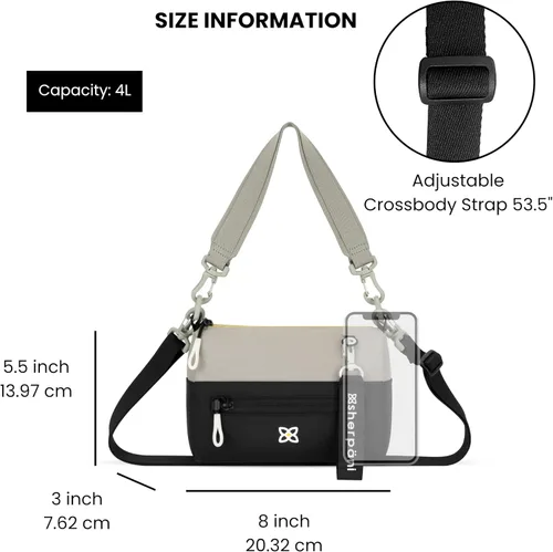 Vista 85 de Sherpani Skye - Bolso cruzado pequeño, de nailon, ligero, para mujer, con protección RFID