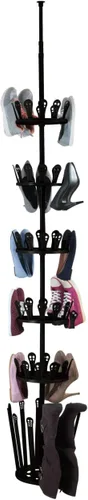 Vista 2 de WENKO Achilles - Zapatero telescópico para 30 pares de zapatos y 6 pares de botas para sujetar entre el suelo y el techo, altura ajustable hasta 9.8