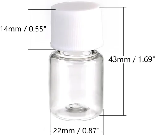 Vista 4 de Bettomshin 50 botellas de plástico PE de 0.2 fl oz (grado alimenticio), botella de reactivo de laboratorio de boca ancha, sellado de botellas