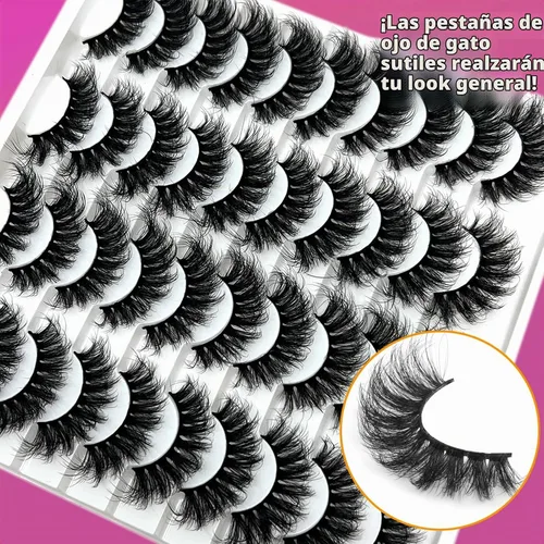 Vista 7 de IFSOWDRA Pestañas de visón ojo de gato rizo D Wispy tira falsa pestañas