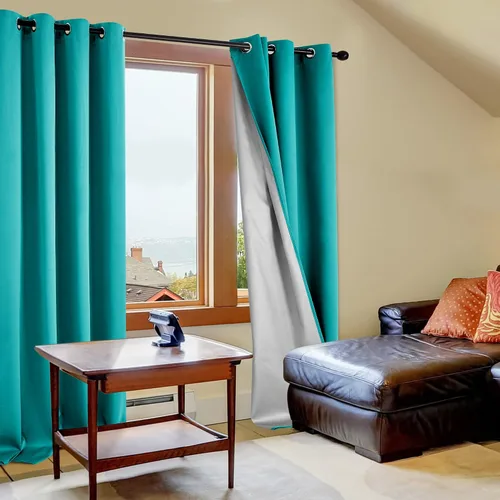 Vista 2 de Deconovo Cortinas opacas para dormitorio, con aislamiento térmico, unicolor, con ojales, bloqueo de calor, oscurecimiento de habitación, cortinas