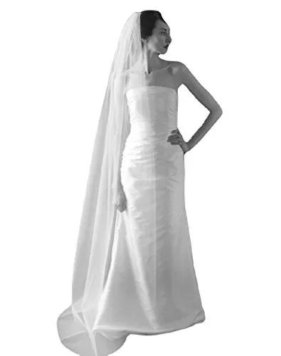 Vista 2 de Shop Ginger Wedding 1 capa capilla velo de novia corte borde crudo, Destello Marfil