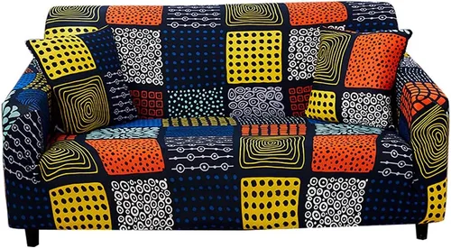 Vista 30 de HOOBUY Funda de sofá estampada, Funda elástica para sillón, funda de sofá biplaza con patrones para sillón con cojines de 2 plazas, Juego de sofá Bd