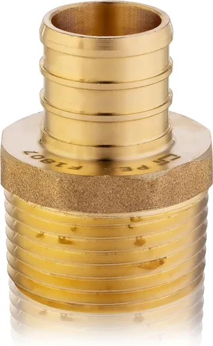 Vista 11 de 2 piezas Pex Barb Crimp accesorios de latón adaptador macho NPT de 1 pulgada x 1 pulgada ASTM F1807,Para agua potable PEX1807022(2)