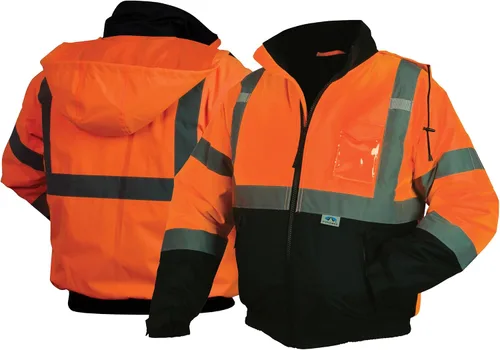 Vista 8 de Pyramex RJ32 Series Waterproof Hi-Vis Orange Lime Bomber Jacket with Quilted Lining - Size Large