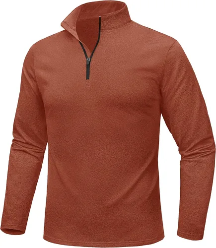 Vista 19 de MAGCOMSEN Sudadera de golf de manga larga con forro polar para hombre, con cremallera de 1/4, térmica, para correr