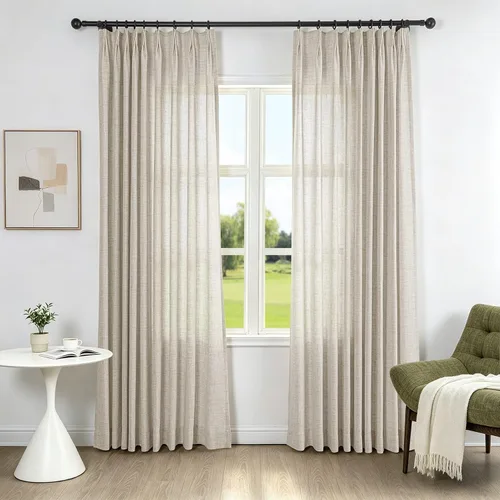 Vista 10 de Fcosie Cortinas plisadas filtrantes de luz para sala de estar, dormitorio, granja Kithcen, protección de privacidad, mezcla de lino, 2 paneles, 50