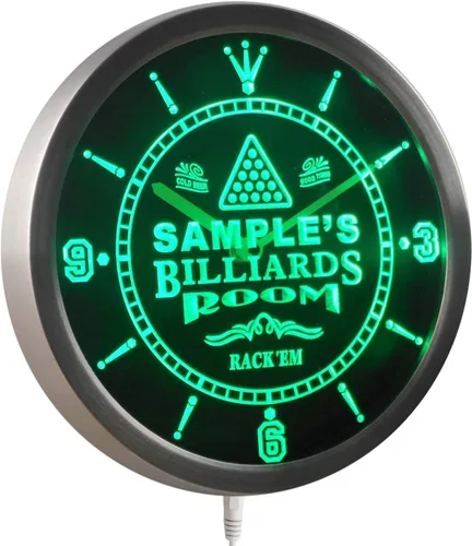 Vista 4 de AdvPro ncpj-tm Billiards Room - Reloj de pared LED de neón con letrero de cerveza, letrero de cerveza