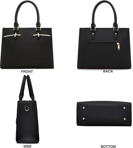 Vista 6 de Carteras para mujer, bolsos cruzados, bolsos para mujer, cartera de hombro de cuero PU, bolso satchel tote con asa superior