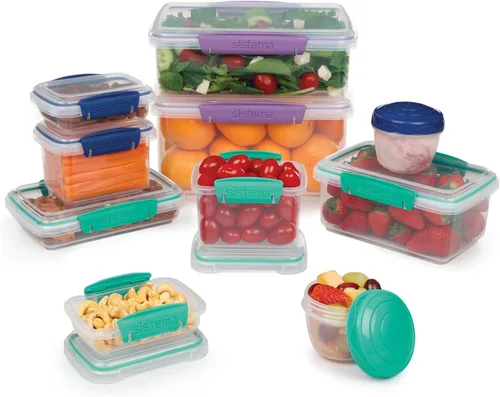 Vista 12 de Sistema KLIP IT Rectangular Collection Recipiente de almacenamiento de alimentos, 33.8 onzas/1.0 L, transparente/azul, 3