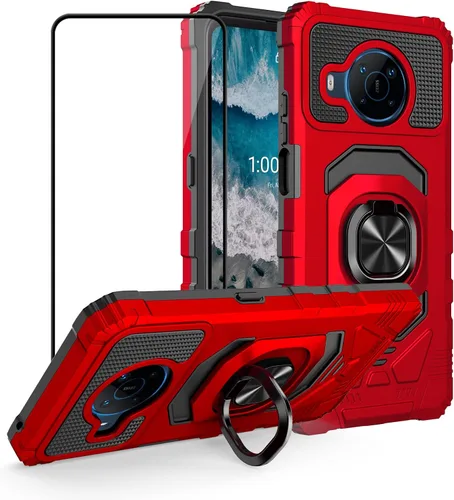 Vista 10 de Ailiber Funda para Nokia X100, Nokia X100 con protector de pantalla de vidrio templado, soporte de anillo para montaje magnético de automóvil, funda