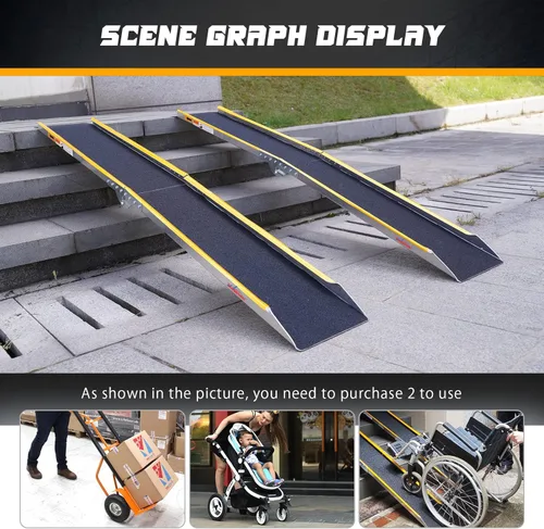 Vista 7 de Ruedamann Rampas de carga de aluminio de 71 pulgadas para camionetas, remolques, rampa plegable para motocicleta, capacidad de 600 libras, rampa