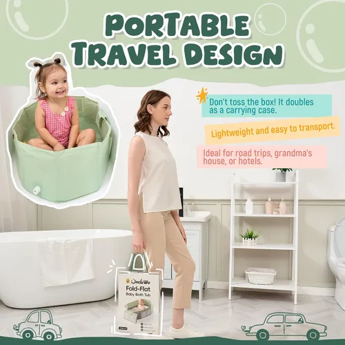 Vista 6 de UNCLE WU - Bañera plegable para ducha a ras de suelo, 12M-5Y