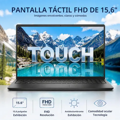 Vista 4 de Dell Portátil con pantalla táctil 15, Intel i5-1334U, 16GB DDR5 RAM, SSD