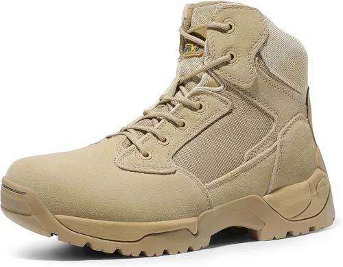 Vista 9 de NORTIV 8 Mens Military Tactical Work Boots Side Zip Outdoor Hiking Leather Motorcycle Combat Boots