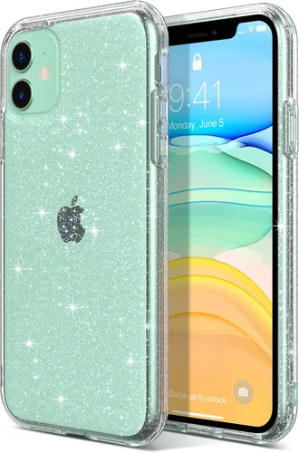 Vista 10 de ULAK Funda transparente compatible con iPhone 11 con borde de color, borde negro