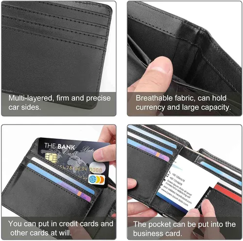 Vista 6 de Cartera de cuero personalizada para fotos, carteras personalizadas para hombres, diseño de tu propio nombre, imagen, cartera suave de alta capacidad