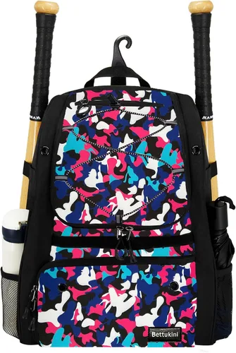 Vista 12 de Bolsa de béisbol juvenil con compartimento ventilado para zapatos, bolsa de bate de sóftbol para guantes de bateo, casco, equipo de teeball