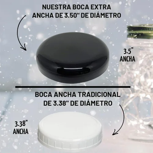 Vista 3 de Jarming Collections Mason Jars - Frascos de vidrio para almacenamiento de 32 oz con tapas de boca extra ancha, libres de BPA y seguros para 2 tapas