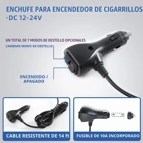 Vista 5 de Luces de baliza estroboscópicas ámbar con base magnética, barra de luz mini de emergencia de flash de seguridad de 12-24V para camiones, vehículos