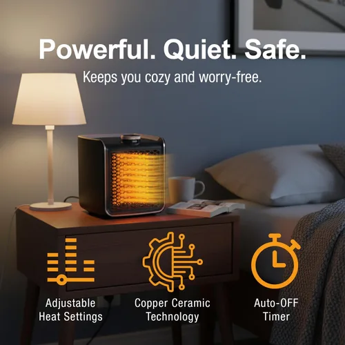 Vista 3 de Handy Heater Instant Heat - Calentador de Espacio con Tecnología de Cerámica Infundida con Cobre, 1200 Vatios, Calentador Portátil para Oficina