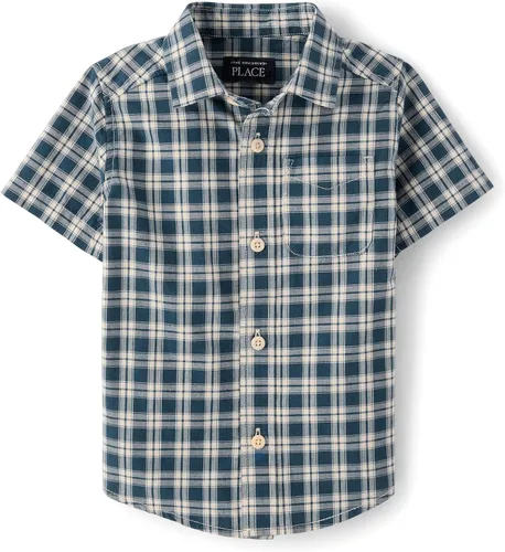 Vista 23 de The Children's Place Baby Boys' and Toddler Poplin Short Sleeve Button Down Shirt (Applemint)