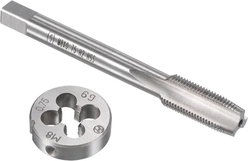 Vista 14 de uxcell M8 x 0.020 in Juego de llaves métricas y troqueles, rosca de máquina con troquel de roscado redondo, kit de grifo y troquelado