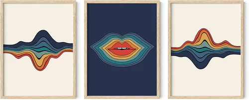 Vista 98 de HAUS AND HUES - Arte de póster Bauhaus - Juego de 3 arte de pared abstracto moderno, pósteres vintage e impresiones, arte de pared azul y amarillo