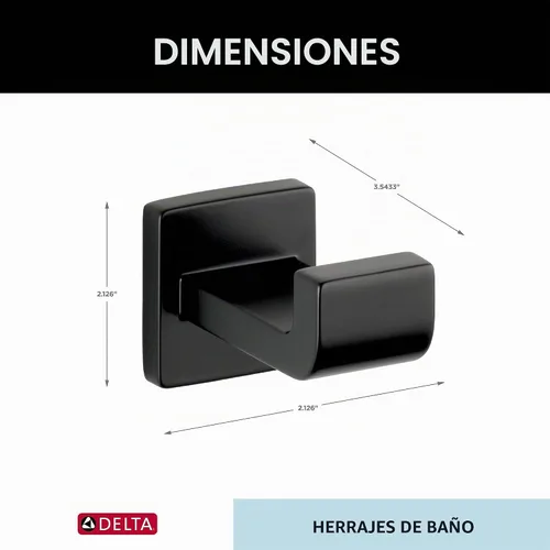 Vista 6 de [Usado] Delta Gancho individual para toallas para baño o cocina Negro mate Ara Accessories