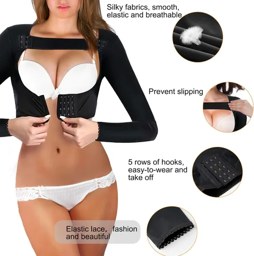 Vista 6 de LANCS Moldeador de brazo superior para mujer, mangas de compresión postquirúrgica, parte superior más delgada, corrector de postura, chaleco