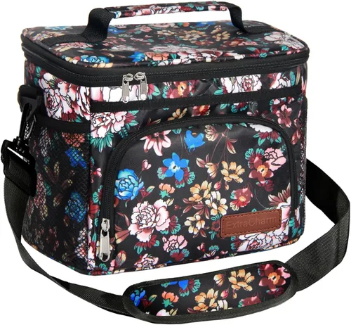 Vista 14 de ExtraCharm Lonchera aislada para mujeres/hombres, reutilizable, para la oficina, pícnic, senderismo, playa, hielera hermética con organizador