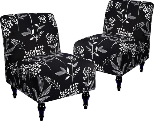 Vista 37 de Iauddy Funda para Silla de Acento Slipper sin Brazos Slipcover, Elástica de Spandex Extraíble Tela Jacquard Funda Antideslizante para Silla de Beige