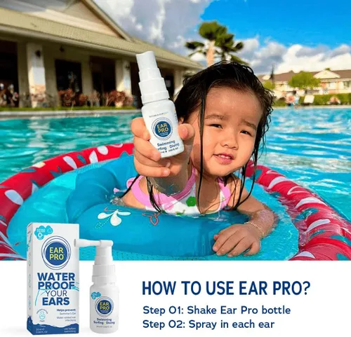 Vista 4 de EarPro - Aerosol natural para oídos para niños y adultos (0.7 onzas líquidas), bloquea el agua antes de nadar, surfear o bucear, reemplaza