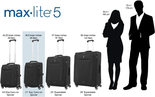 Vista 5 de Travelpro Maxlite - Maleta con ruedas giratorias extensible 5 lados suaves Verde pizarra 401176106