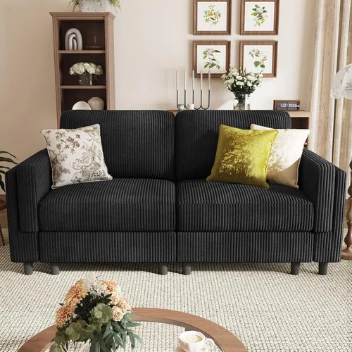 Vista 11 de Sofá de dos plazas para sala de estar, sofá modular pequeño seccional, color beige Cómoda silla de sala de estar con asiento profundo, sofá de 2