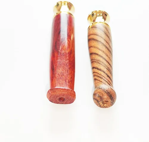 Vista 3 de Juego de 2 portacigarrillos de madera con interfaz de metal, hecho a mano de madera natural, portátil, reutilizable, regular